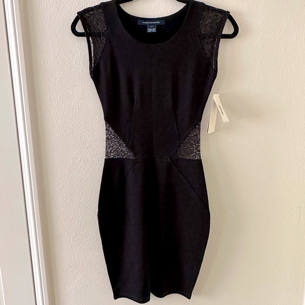 French Connection Black Dress w/ Lace Details - Size 4